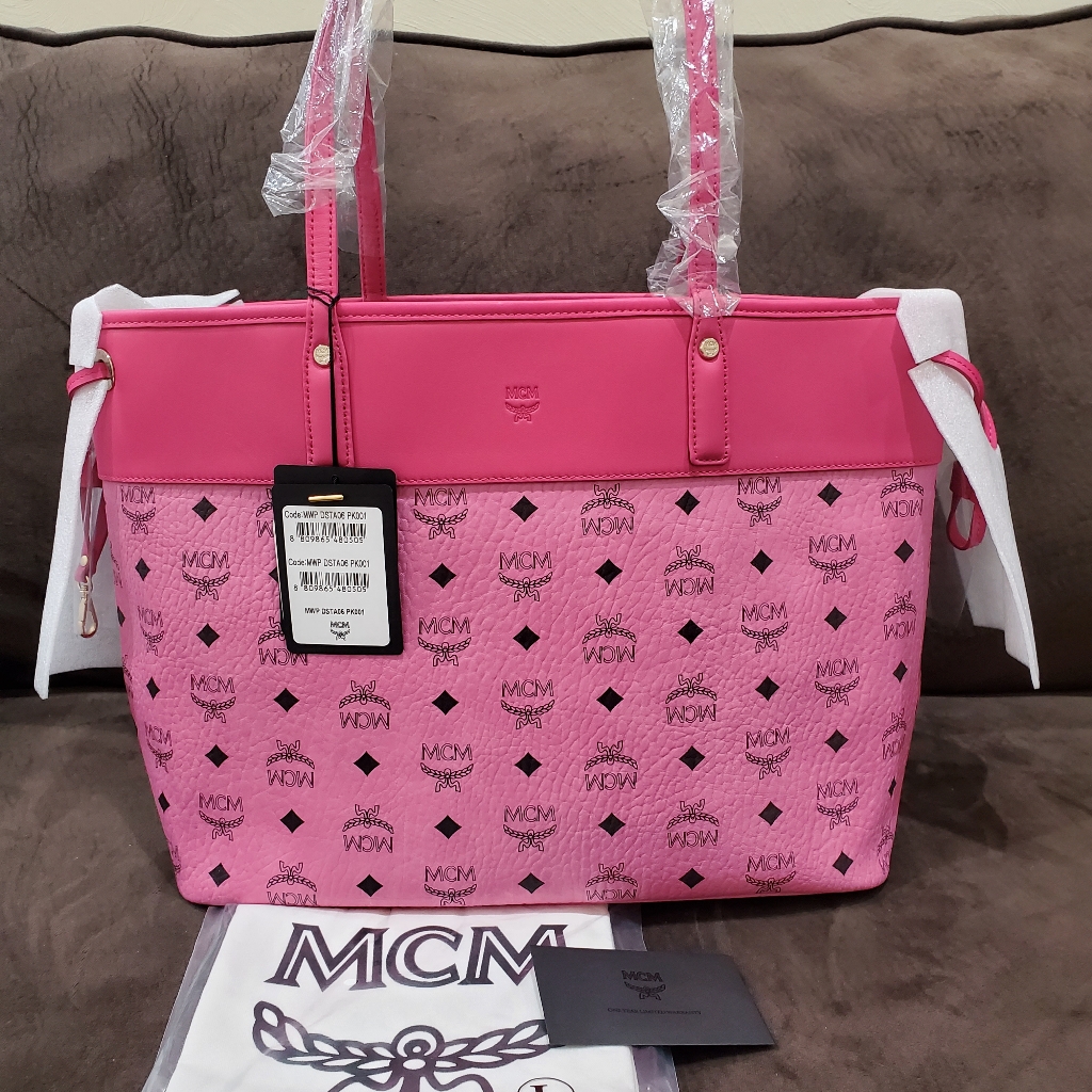 Pink Mcm Visetos Shopper Medium Powder Pink MCM Toni Visetos